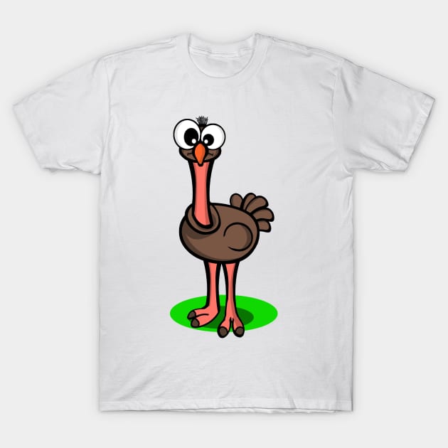 Cartoon Ostrich T-Shirt by RG Illustration